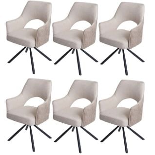 Lot De 6 Chaises De Salle à Manger Hwc-k30 Tissu/textile Crème