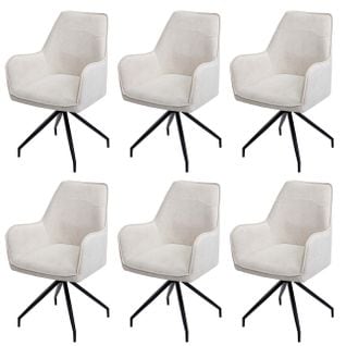 Lot De 6 Chaises De Salle à Manger Hwc-k15 Tissu/textile Métal Crème-beige