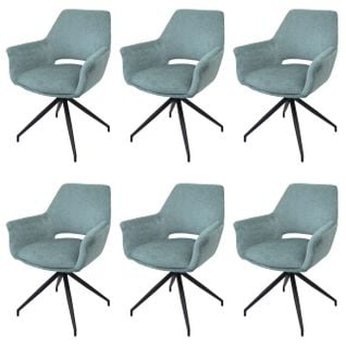 Lot De 6 Chaises De Salle À Manger Hwc-m53 Métal Tissu/textile Gris-bleu