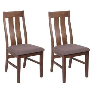 Lot De 2 Chaises De Salle À Manger Hwc-m58 Tissu/textile Bois Massif Foncé, Taupe