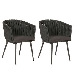 Lot De 2 Chaises De Salle À Manger Hwc-n38 Anthracite Coussin Gris Foncé