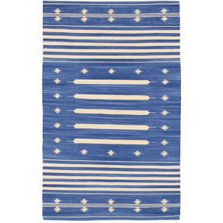 Tapis De Salon Patio En Coton - Bleu - 60x120 Cm