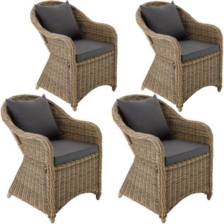 Lot De 4 Fauteuils De Jardin Luxe - Marron Naturel