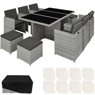 Salon De Jardin New York 10 Places 2 Sets De Housses, Variante 2 – Gris Clair