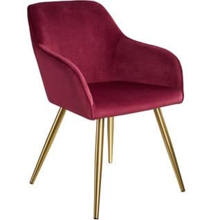 Chaise Marilyn Effet Velours Style Scandinave - Bordeaux/or