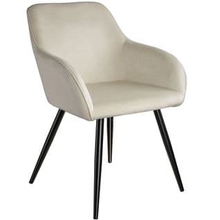 Chaise Marilyn Effet Velours Style Scandinave - Crème/noir