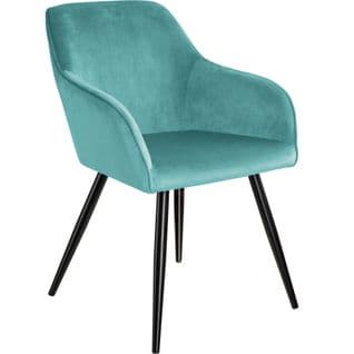 Chaise Marilyn Effet Velours Style Scandinave - Turquoise/noir