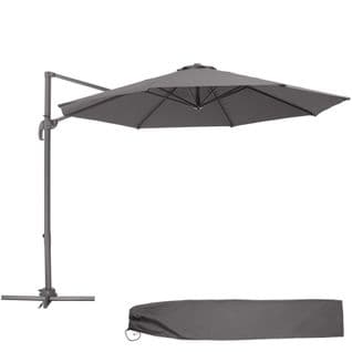 Parasol Daria 300 Cm Avec Pied Déporté Et Housse De Protection - Gris