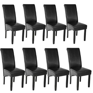 Lot De 8 Chaises Aspect Cuir - Noir