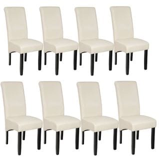 Lot De 8 Chaises Aspect Cuir - Crème