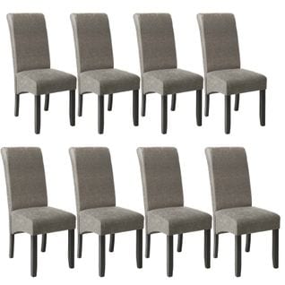 Lot De 8 Chaises Aspect Cuir - Gris Marbré