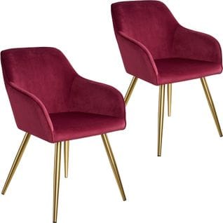 2 Chaises Marilyn Effet Velours Style Scandinave - Bordeaux/or