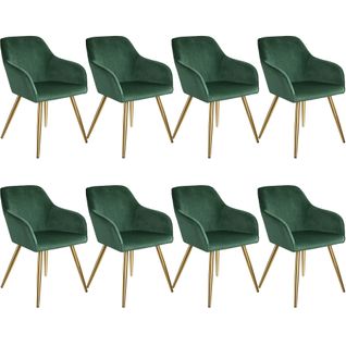 Chaise Marilyn Effet Velours Style Scandinave - Vert Foncé/or