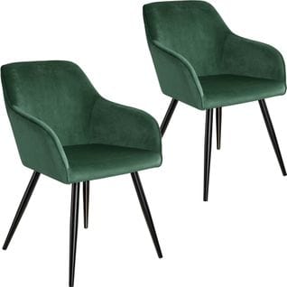 2 Chaises Marilyn Design En Velours Style Scandinave - Vert Foncé/noir