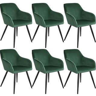 6 Chaises Marilyn Design En Velours Style Scandinave - Vert Foncé/noir