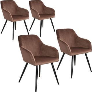 4 Chaises Marilyn Design En Velours Style Scandinave - Brun-noir