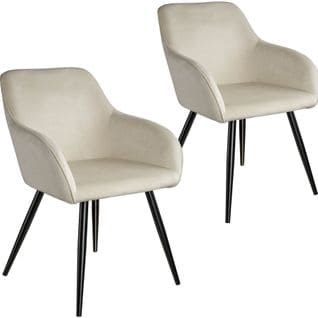 2 Chaises Marilyn Design En Velours Style Scandinave - Crème/noir