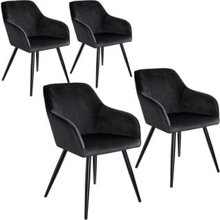 4 Chaises Marilyn Design En Velours Style Scandinave - Noir