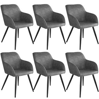 6 Chaises Marilyn Tissu  - Gris/noir
