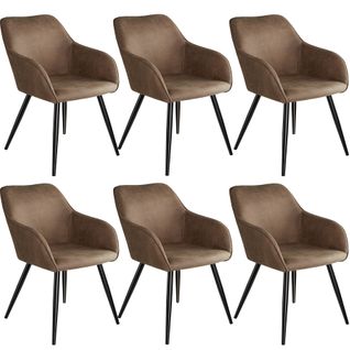 6 Chaises Marilyn Tissu  - Brun-noir