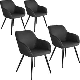 4 Chaises Marilyn Tissu  - Anthracite-noir