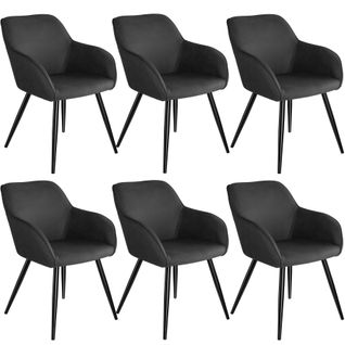 6 Chaises Marilyn Tissu  - Anthracite-noir