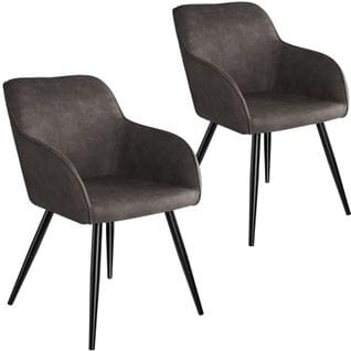 2 Chaises Marilyn Tissu  - Gris Foncé-noir