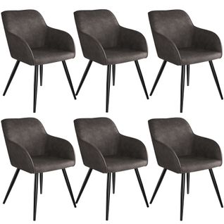 6 Chaises Marilyn Tissu  - Gris Foncé-noir