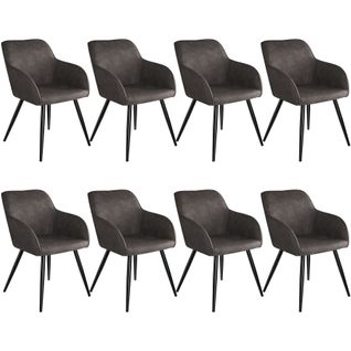8 Chaises Marilyn Tissu  - Gris Foncé-noir