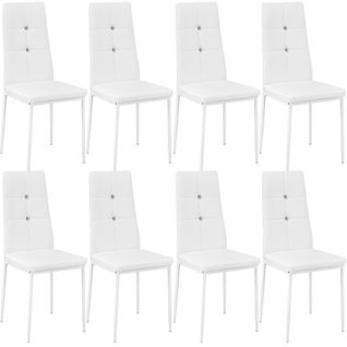 Lot De 8 Chaises Avec Strass - Blanc