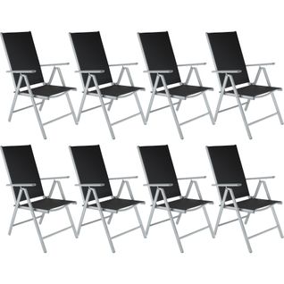 Lot De 8 Chaises De Jardin Pliantes En Aluminium - Argent
