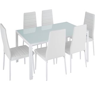 Ensemble Table + 6 Chaises - Blanc/blanc