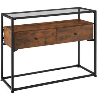 Table Console Reading 101,5x41,5x80,5cm - Bois Foncé Industriel, Rustique