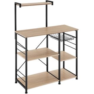 Etagère De Cuisine Crawley Réglable En Hauteur 90x40x131,5cm  - Bois Clair Industriel, Chêne Sonoma