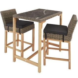 Table De Bar En Rotin Kutina Avec 2 Chaises Latina - Marron Naturel