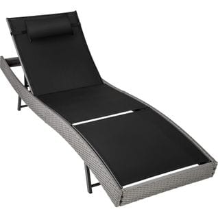 Chaise Longue En Rotin Moana - Gris