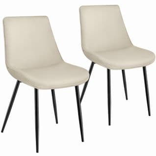 Lot De 2 Chaises De Salle à Manger Monroe Aspect Velours - Crème