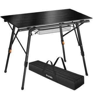Table De Camping Tina En Aluminium, Pliable Et Réglable En Hauteur - Noir