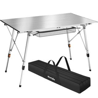 Table De Camping Pliante Bastian En Aluminium, Réglable En Hauteur - Argent