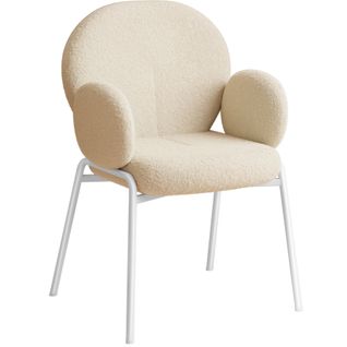 Chaise Rembourrée Scandi, Tissu Bouclette - Crème