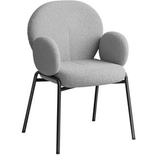 Chaise Rembourrée Scandi, Tissu Bouclette - Gris Clair