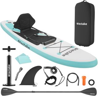 Planche De Stand-up Paddle Zenon, 2 En 1, Gonflable, Kit Complet - Blanc/turquoise