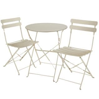 Ensemble Table Et Chaises Bistrot Frieda, Pliable Pour 2 Personnes - Crème