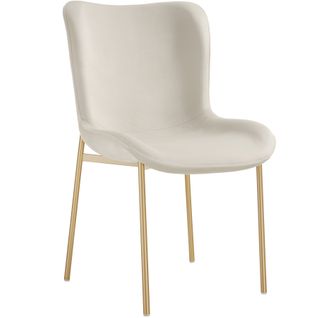 Chaise Rembourrée Tessa - Velours Beige/doré