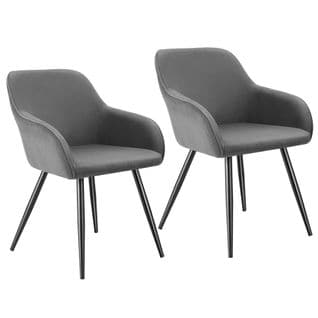 Lot 2 Chaises Élégantes Aspect Corde Avec Forme Ergonomique Gris/noir