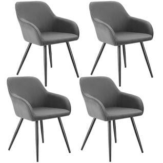 Lot 4 Chaises Élégantes Aspect Corde Avec Forme Ergonomique Gris/noir