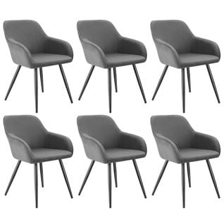 Lot 6 Chaises Élégantes Aspect Corde Avec Forme Ergonomique Gris/noir