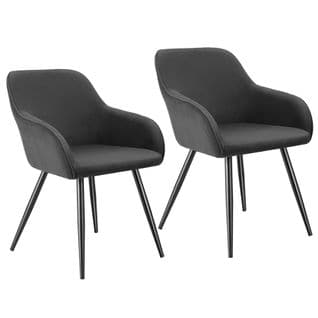 Lot 2 Chaises Élégantes Aspect Corde Forme Ergonomique Anthracite/noir