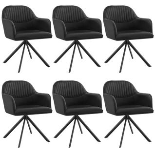 Lot De 6 Chaises Pivotantes à 360° En Velours Avec Rembourrage Noir