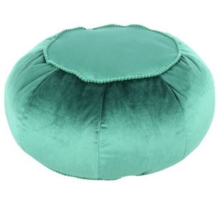 Pouf Rond En Velours "taj Mahal" 65cm Vert